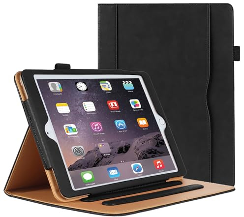 DAORANGE für iPad Air 2 Hülle, iPad 6./5. Generation Hülle 2018/2017, PU-Leder Intelligent Schutzhülle mit Dokumententasche und Auto-Einschlaf/Aufwach für Air 2 (Schwarz)
