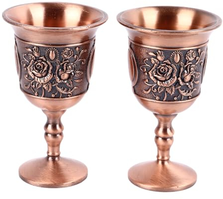 Gobelet En Or Vintage, Gobelet à Calice 2 Pièces, Tasse à Vin En Métal Gaufré Vintage Gobelet à Calice En Or Tasse à Liqueur De Vin En Relief Pour Bar à la Maison(UN)