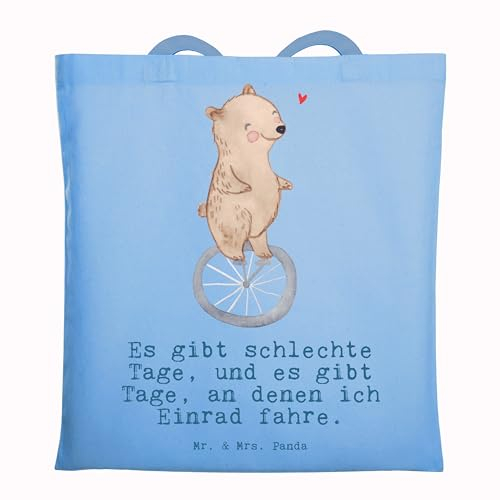 Mr. & Mrs. Panda Tote Bag Bär Einrad fahren - Geschenk, Tüte, Beutel, Umhängetasche, Tasche, Laptoptasche