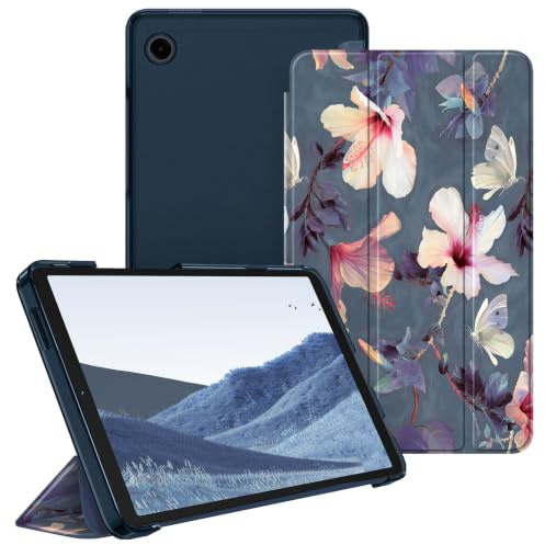 FINTIE Case for Samsung Galaxy Tab A11 8.7 Inch 2025/ Tab A9 8.7 Inch | Ultra Thin Protective Case with Translucent Back Cover for Tablet A11/ A9, Blooming Hibiscus