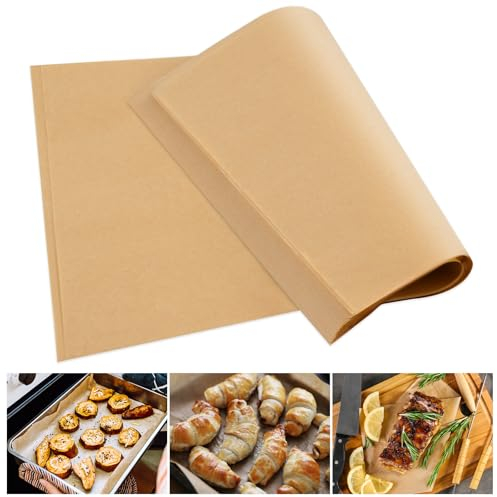 vivinin Lot de 110 feuilles de papier parchemin de 27,2 x 34,5 cm, papier sulfurisé non blanchi pour la cuisson, papier de cuisson prédécoupé pour la cuisson des cookies, la cuisine et le four