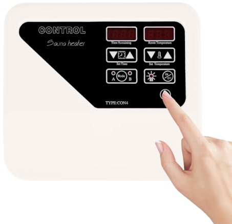 HuKaiL 3-9 KW Saunasteuerung Saunasteuergerät mit Temperaturfühler, 40-105 ° C Sauna Digital Controller mit 2 Betriebsarten und Überhitzungsschutz, Sauna Steuergerät für Hause Saunaraum