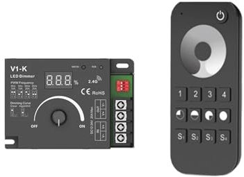 V1-K DC 12-48V 20A PWM Wireless LED Dimmer Controller Interruttore 2.4G RF Touch Telecomando for monocromatico COB 5050 3528 Dimmer Lampada(Color:V1-K and RT6)