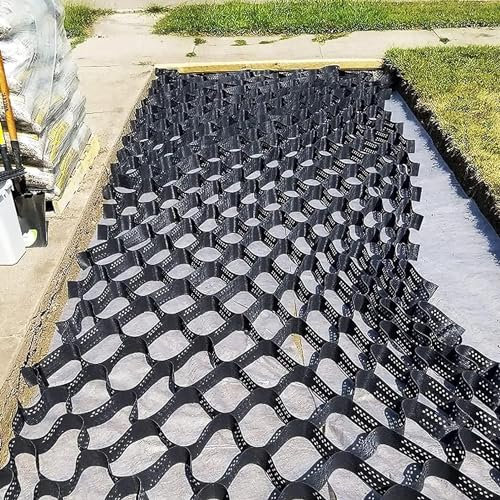 RTOWERM Stabilisateur Gravier Grille de sol Geocell de 2 pouces, grille de gravier de sol HDPE Geogrid, allée de géogrille, système de pavé perméable Grille de stabilisation du sol Pavés perméables Ge
