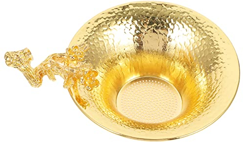 Filtro de café, colador de té de metal de malla fina, colador de café de cobre Kongfu, colador de té chino con asa para casa de té, utensilios de ceremonia de té, filtros de café de oro rosa (dorado)