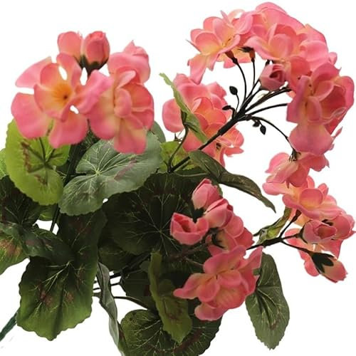 HXSCOO Simulation Begonie Blume 5 Gabel Begonie gefälschte Blume Seide Blume Home Hotel Büro Dekoration(OrangeRed)