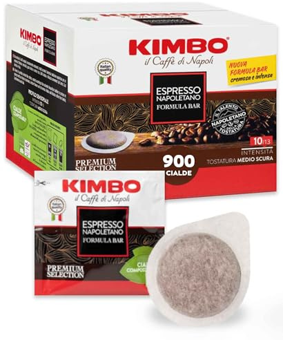 Kimbo, Espresso Napoletano, 900 Cialde Caffè Compostabili ESE, Miscela Forte e Corposa, Intensità 10/13, Tostatura Medio-Scura, 9 Pack da 100 Cialde