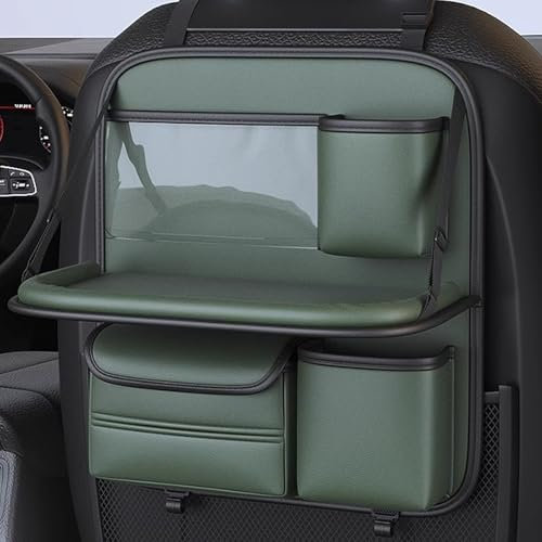 WNYAILLL Autositz Tabletttisch, Auto Organizer Rücksitz mit Faltbarer Tisch, Autositz Organizer Große Rückenlehnenschutz Auto Kinder Multifunktional Wasserdicht Rücksitz Organizer(Green)