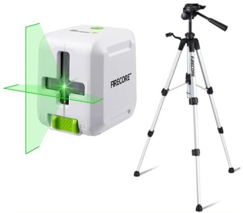 Firecore Laser Level with 120cm Tripod, Self-Leveling Horizontal and Vertical Cross Line Laser for Home Decoration, DIY, Picture Hanging,Tile Installation, Green Laser Includes Tripod & Battery
