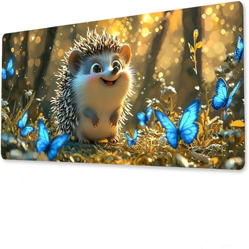 hérisson Mouse Pad Mat, Tapis de Souris Gaming XXL 1600x800x4mm, sous-Main Bureau Gamer, Tapis Table Joueur sans Couture Extra Large, Base antidérapante, Clavier Preuve de l'eaufleur Y-9