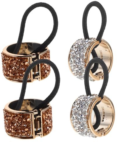 Homoyoyo 4 Stück Haargummis Mit Strass Steinen Elastische Pferdeschwanzschnalle Langlebiges Haarseil Modischer Haarschmuck Für Frauen Mädchen Alltag Party