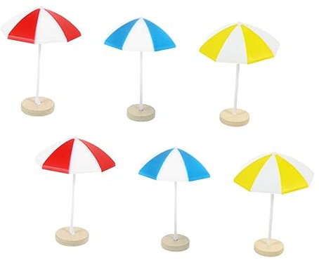 VANZACK 6pcs Miniature Beach Umbrella Ornaments Micro Landscape Doll House Decors Diy Accessories for Beach Scene