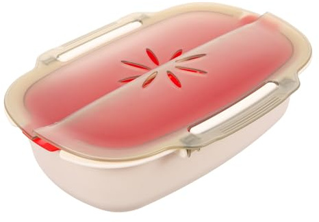 Alipis Vaporera de Gran Capacidad Resistente a Altas Temperaturas Diseño de Doble Capa para Horno Microondas para Cocinar Verduras y Pescado al Vapor