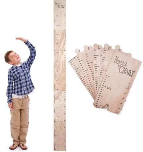 Qaestuan Holz Messlatte Kinder, Messlatte aus Holz zum Kleben, Stichsäge Design, Wachstumsrekord für Kinder, für Dekoration für Kinderzimmer, Taufgeschenke (40-140cm)