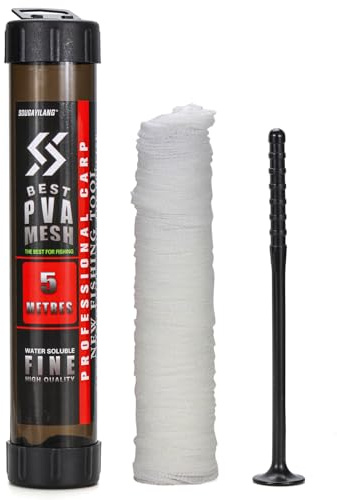 Sougayilang 5 m Pva nätväskor, 18 mm 25 mm 37 mm 44 mm breda Pva Mesh Karp Fisketillbehör med tratt och kolvsystem, snabbsmältande fiskepåfyllning för karp, bete, matningsrigg-18