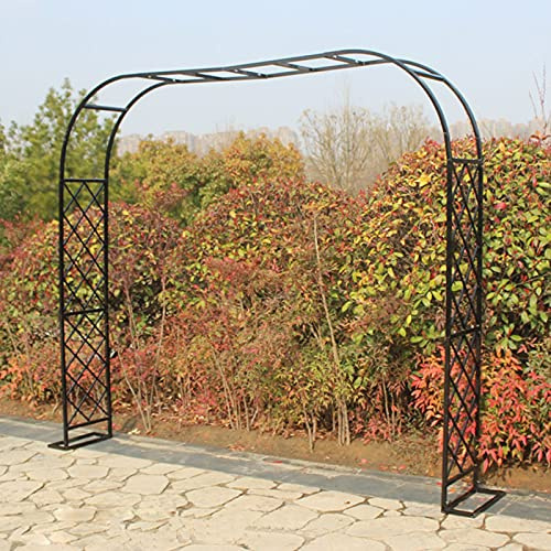 Arco da giardino in metallo per piante rampicanti, traliccio per rose, resistente alle intemperie, pergola per matrimoni all'aperto, cortile e terrazza, colore nero, 120 x 230 cm