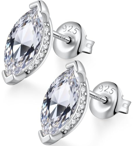 Pendientes Diamante Hombres Plata De Ley 18K Oro Blanco Brillante Pendientes Diamante Hombre Mujer Hombre Plata De Ley