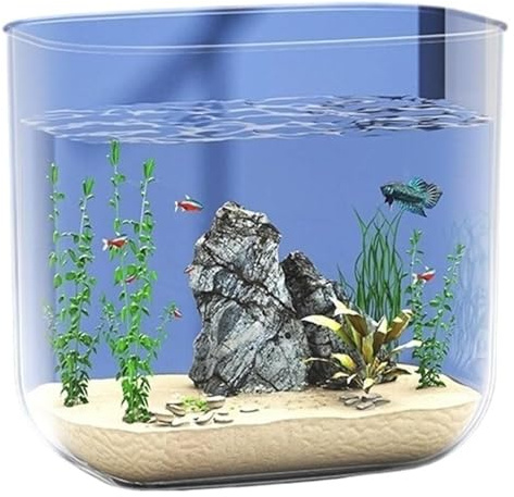 CSYQPDMBDL Kugelaquarium, Goldfischglas, Fischschale Wohnzimmer Kleines transparentes Acryl-Desktop-Aquarium Schildkrötenbecken ohne Rand Aquarien