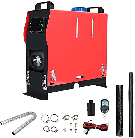 Riscaldatore d'aria diesel 5KW / 8KW 12V, riscaldatore da parcheggio, riscaldatore a gasolio tutto in uno con display LCD e telecomando per auto, rimorchio, camion, roulotte, barca (rosso-5KW, usci