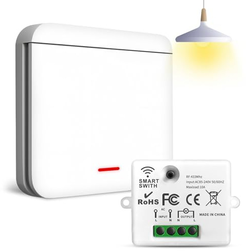 Interrupteur Sans Fil 433Mhz 2200W/10A Contrôle d'Éclairage et de Prises