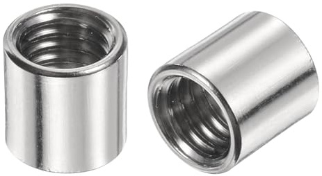 QUARKZMAN 12pcs Manchon Fileté Rond M8 en Acier Inoxydable 304, Écrous Ronds d'Accouplement Connecteurs et Mécaniques Longueur 10mm, Manchon Tige Barre Écrou à Tige pour Support, M8x10x10mm