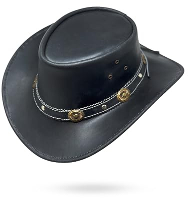 Albsales Lederhut Western Cowboy – Outdoor Hut Reiten, Wandern & Abenteuer George Black
