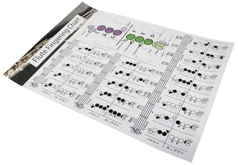 Flöten Akkordtabelle Lernhilfe Musik Akkordposter für Anfänger | Großformat, Beschichtetes Papier, Übungs und Referenzchart für Querflöte in Barocker Griffweise