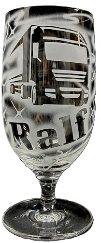 Biertulpe 0,3 l mit Gravur LKW Trucker Logo und Name personalisiert Pils Glas Pilstulpe Bierglas in Tulpenform Bierschwenker individuell Geschenk Biertrinker Fahrer Fernfahrer Brummifahrer