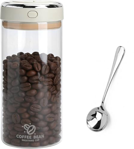 YPLANGENT Boite à Café Hermétique 1700ml – Boite à Café en Verre avec Valve de Dégazage et Indicateur de Date – Conteneur Étanche pour Café Moulu, Grains de Café, Thé, Noyaux de Fruits