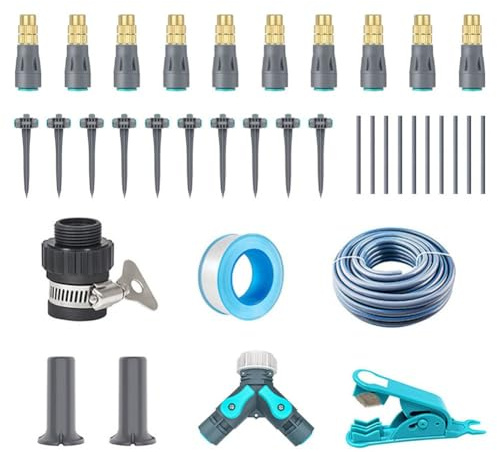 FUANA Kit d'irrigation goutte à goutte à économie d'eau avec matériau ABS, 70 % de conservation de l'eau pour jardins, parterres de fleurs, potagers, serres et paniers suspendus, amovible et facile à