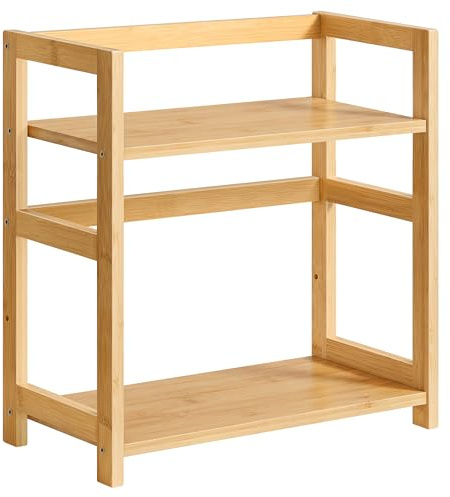 SONGMICS Gewürzregal mit 2 Ebenen, Küchenregal, Bambusgestell | Aufbewahrung für Gewürze, für Arbeitsplatte, Küche, Esszimmer, Büro, Leichter Bambus, BAMBOU Kollektion OFS046Y101