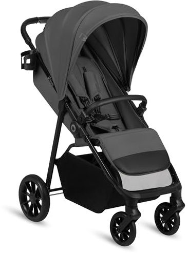 Lionelo Emerald Barnvagn (6 mån–4 år) Plant Liggläge, Enhandfällning | Fjädring Fram och Bak, 360° EVA-Hjul, XXL Sufflett UPF50+ Vattentät, Stor Varukorg, Mugghållare, upp till 22 kg