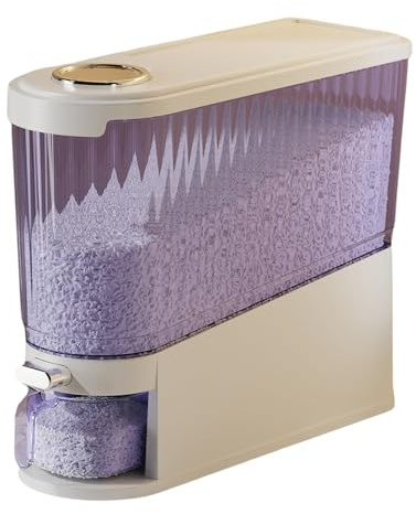 PUXZYAX Contenedor de Granos Secos y Frescos para Cocina, Tipo prensado, Cubo de arroz Sellado, dispensador de Alimentos Secos de ABS, púrpura