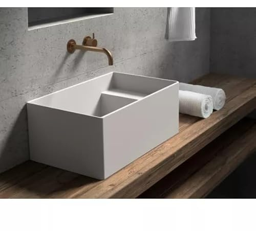 Lavatoio Lavabo Galassia Meg11 Pro 60x38 Sospeso Bianco in Ceramica, Made in Italy - Lavabo Sospeso Salvaspazio Design Minimal - Vasca per Lavanderia e Bagno Moderno Alta Qualità - Brillante (60x38)
