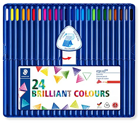 Staedtler Ergosoft Colored Pencils, Set of 24 Colors in Stand-up Easel Case (157SB24)