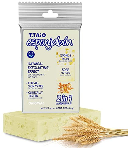 T.Taio Esponjabon Éponge de savon – Brosse de douche nettoyante – Nettoyage du bain – Élimination de l'huile –