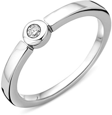 MIORE Solitär Damen Ring | Diamant Ring | 925 Sterling Silber | mit echtem Diamant von 0,05 Karat | hautfreundliche Verlobungsring Silber | Damen Schmuck vom Juwelier