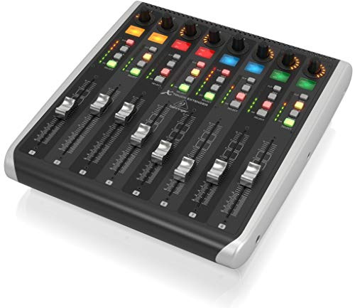 Behringer X-Touch Extender DAW-Controller, 8 berührungsempfindliche Motorfader, LCD-Beschriftungsfelder, USB-Hub, Ethernet- und USB-Anschluss für Musikproduktion und Tonstudio