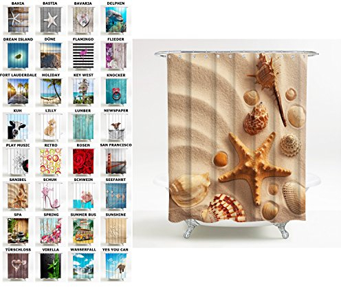 Sanilo Duschvorhang, viele schöne Duschvorhänge zur Auswahl, hochwertige Qualität, inkl. 12 Ringe, wasserdicht, Anti-Schimmel-Effekt (Sanibel)