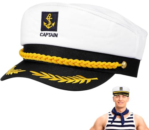 Adult Captain Cosplay Hat Cap Yacht Boat Ship Sailor Marine Admiral Sailor Costume for Men Women Party Fancy Dress