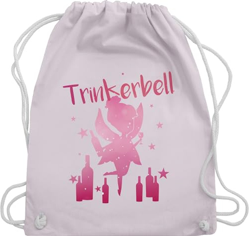 Turnbeutel Rucksack - JGA Junggesellenabschied Frauen - Trinkerbell Malle I Trinker Belle I Trinker Bell - Unisize - Pastell Rosa - karneval brauttaschen bachelorette party partner beutel fasching