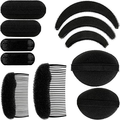 11 Stück Haarvolumen Set Bump It Up Haarpolster & Schwamm Einsätze, Volumen Kämme und Clips, Frisuren Zubehör für Frauen & Mädchen, DIY Hochsteckfrisuren