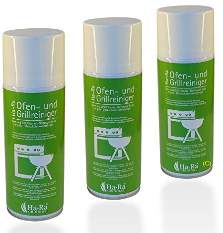 Ha-Ra 3er Set Ofen- & Grillreiniger 400ml I ergiebiger & fettlösender Backofen und Grillreiniger I für Töpfe, Pfannen, Grill & Ofen I geruchsarm, hautverträglich & rückstandslos