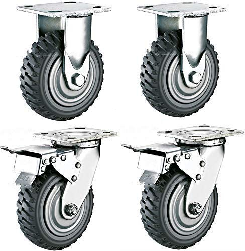uyoyous 4 ruedas giratorias, para exteriores, para cargas pesadas de 200 mm, ruedas industriales, giratorias 360°, ruedas de transporte, ruedas para muebles, capacidad de carga 900 kg (2 frenos)