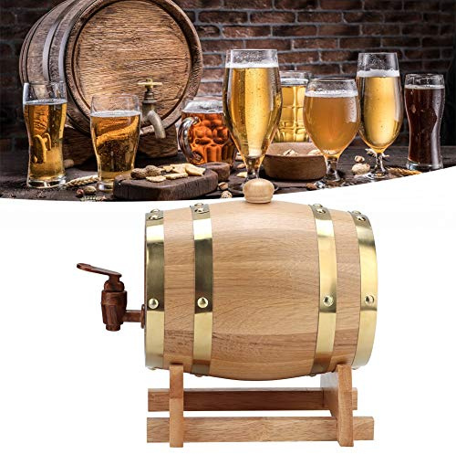 Labuduo Barril de Vino, Barril de Roble práctico Vintage, barriles de Madera de 1,5 l para Vino de Brandy