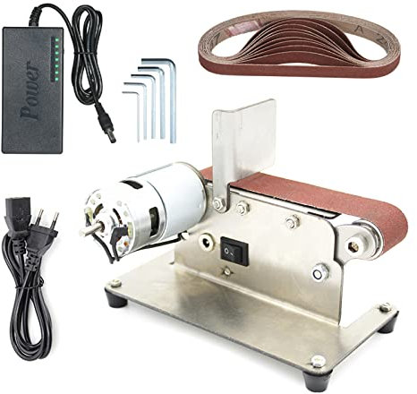 Ponceuses À Bande, Ponceuse Parquet Bois Electrique 7 Vitesses Réglables, Affûteur De Couteaux Machine De Polissage Meuleuse Bricolage Avec 10Pcs Bandes De Ponçage,Motor 895
