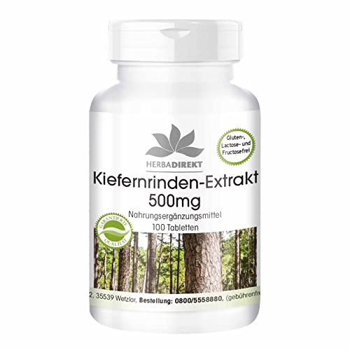 Extrait d'écorce de pin 500mg - hautement dosé - vegan - 100 comprimés - avec vitamine C | Warnke Vitalstoffe - Qualité des pharmacies allemandes