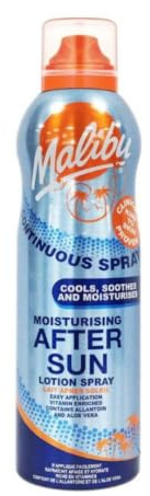 Malibu Sun After Sun Continuous Lotion Spray, Soothing Aloe Vera, 175ml | Moisturising & Hydrating, Cooling & Refreshing, For Sun-Exposed Skin, Vitamin Enriched