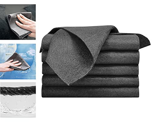 5 paños de limpieza mágicos gruesos, toallas de microfibra multiusos para automóviles, cocinas, vidrio, limpieza de ventanas, se pueden reutilizar (30 x 30 cm Negro)