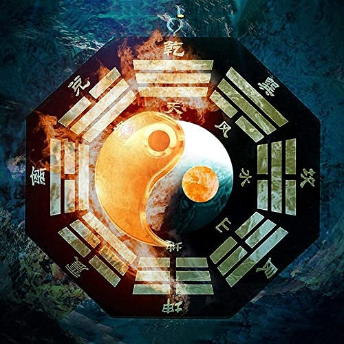 Feng Shui Amulettkarte, Exorzismus-Gadgets, chinesischer Feng Shui Bagua-Spiegel, chinesischer Feng Shui Bagua-Spiegel zum Schutz vor aktiver schädlicher Energie, Heimdekoration, Ornament (Farbe: